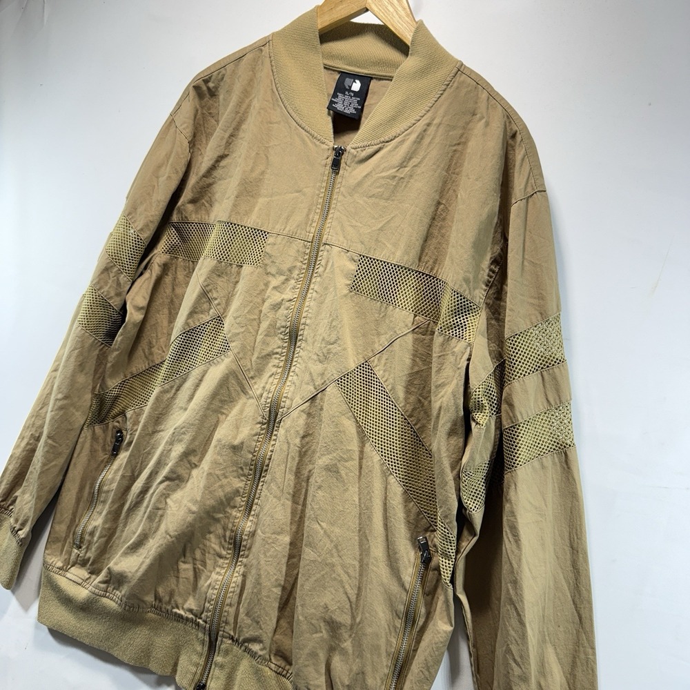 Bomber Jacket Athletic Vented Men's XL Beige Full Zip - Picture 2 of 10